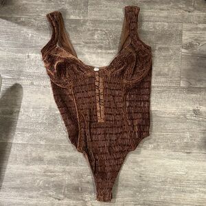 Urban Outfitters Brown Textured Bodysuit